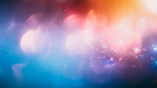 ピンクと青の柔らかな光が広がるボケ味のある風景