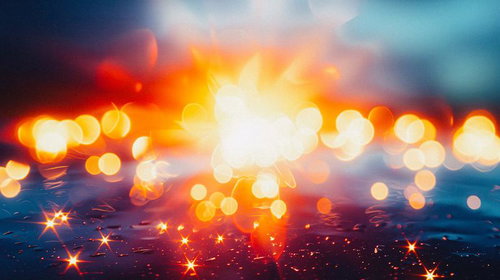 光の玉が点在するボケのきらめき光漏れ背景