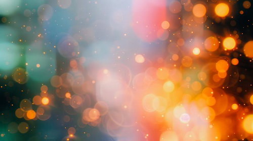 光の粒が舞い輝くボケ味の背景 - グラデーション玉ボケ