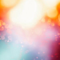 赤とオレンジの光が重なるボケ効果のAI画像