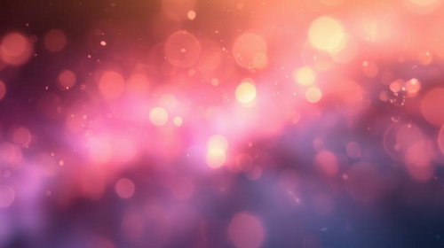 温かみのあるピンク色に輝く光のきらめきと玉ボケ