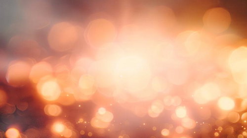 柔らかなオレンジ色の光が玉ボケで広がる幻想的な光景