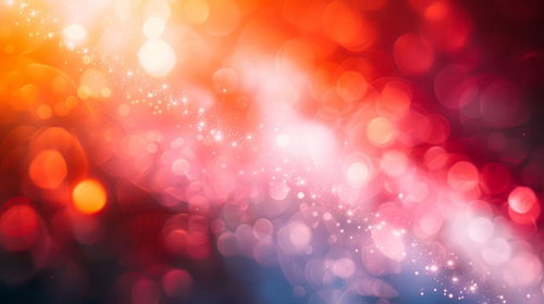 オレンジと赤の光の粒が揺らぐきらめきの風景