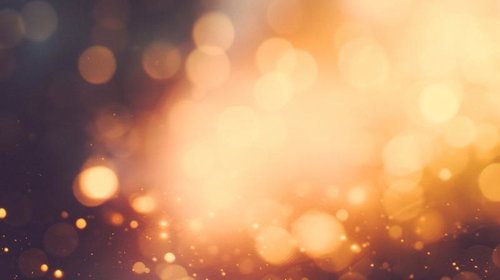 暗闇から溢れ出る光の粒と玉ボケ、きらめく煌めきの背景