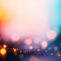 光の輪が交錯するきらめく色彩の夜景ボケ味テクスチャーの写真