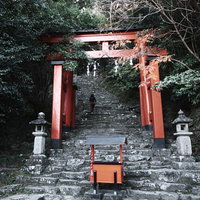 神倉神社の朱色の鳥居と参道の石段～新宮市の歴史ある神社の写真