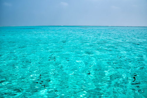 与論島の百合ヶ浜、エメラルドグリーンの海