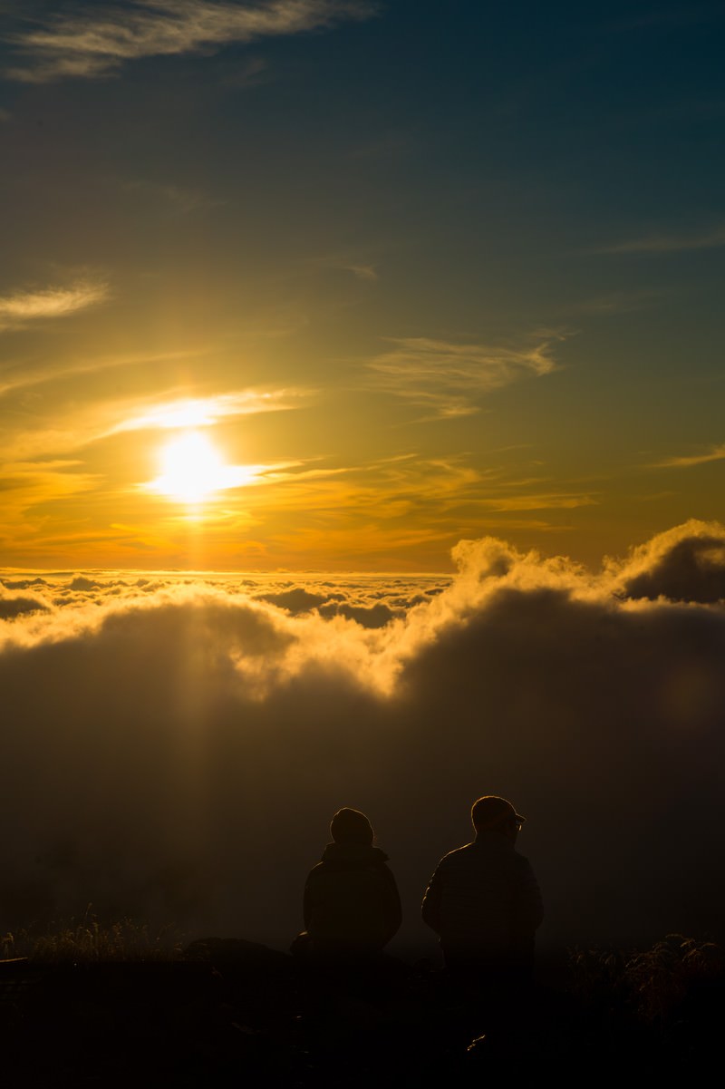 Sunset and sea of clouds in the Northern Alps