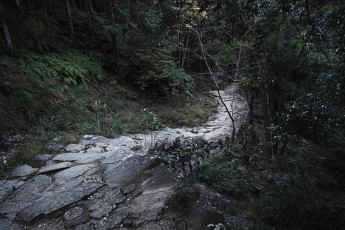 神倉神社の長く伸びる石段と階段、岩山の急勾配参道