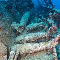 第二次世界大戦で沈んだ軍艦「USSエモンズ」の魚雷の写真