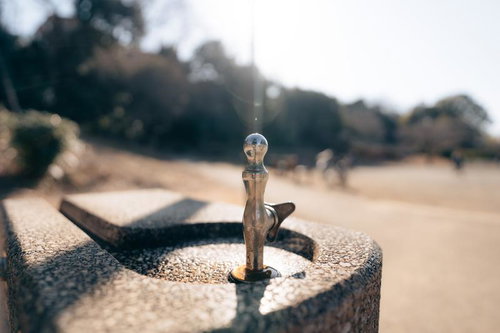 公園にある水飲み場の蛇口