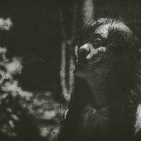 夜の暗闘で絶望の渦中にある女性の写真