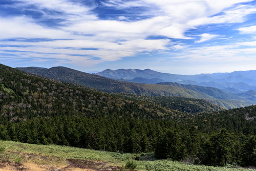 西吾妻山から見る日本百名山の安達太良山と吾妻連峰