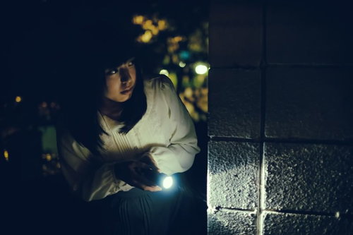深夜に物音がしたから懐中電灯を持って確認しに来た女性（死亡フラグ）