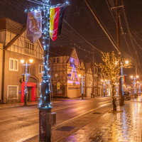 イルミネーションに飾られた湯沢ジークブルガー通りの夜景の写真