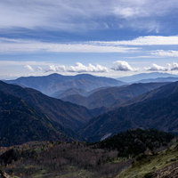 焼岳登山道から眺める北アルプスと日本百名山の山々の写真