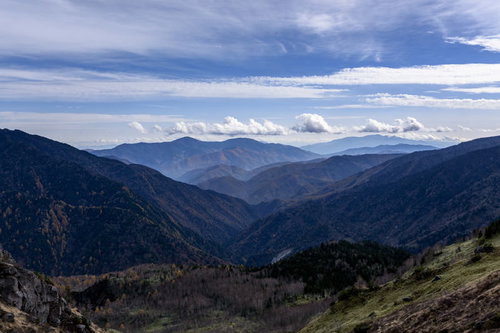 焼岳登山道から眺める北アルプスと日本百名山の山々