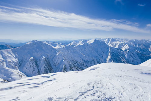 一ノ倉岳から見る谷川主脈の雪景色