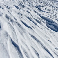 強風により生まれた谷川岳のシュカラブの雪面の写真