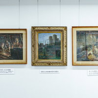 直方市石炭記念館に展示された炭坑絵画作品の写真