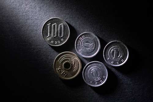 増税前の消費税8％（108円）の小銭と硬貨