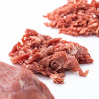 牛肉のブロック肉と細切れ肉とミンチ肉の食材セットの写真