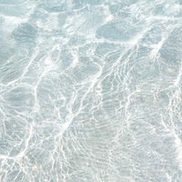 浅瀬の透き通った水面に映る波紋のテクスチャーの写真