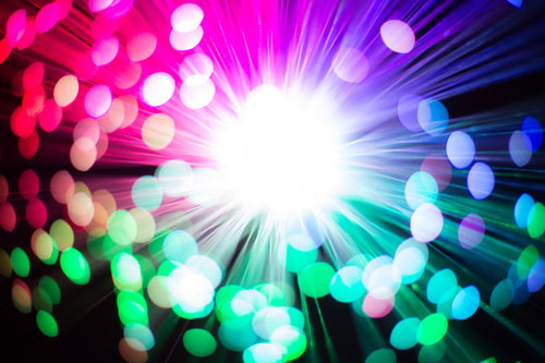 鮮やかなファイバーライトと玉ボケ