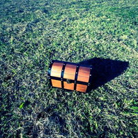 草原に置かれた宝箱の写真