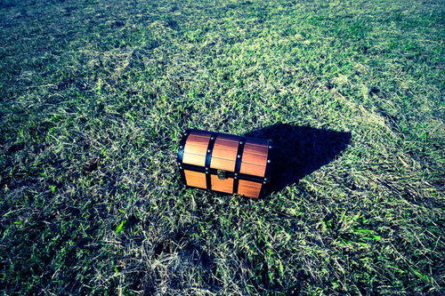 草原に置かれた宝箱