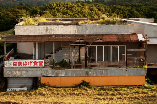 夕暮れの光に沿った田んぼがパズルのように組み合わさる棚田
