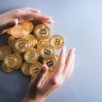 ビットコインで資産防衛する両手と金貨を守る投資戦略の写真