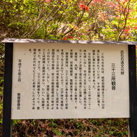 武石公園に設置してある紅葉を背景にした解説板の写真