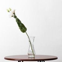 白いカーネーションを活ける一輪挿しの花瓶の写真