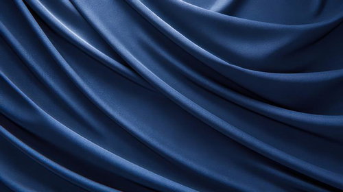 青いサテン布のしなやかなドレープと光沢感のテクスチャー