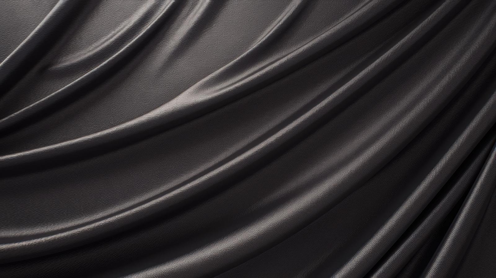 光沢感のある黒いサテン生地が波のようにドレープする質感表現
