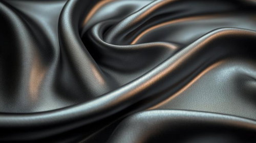 光沢を放つ黒いサテン生地の曲線美と深い質感