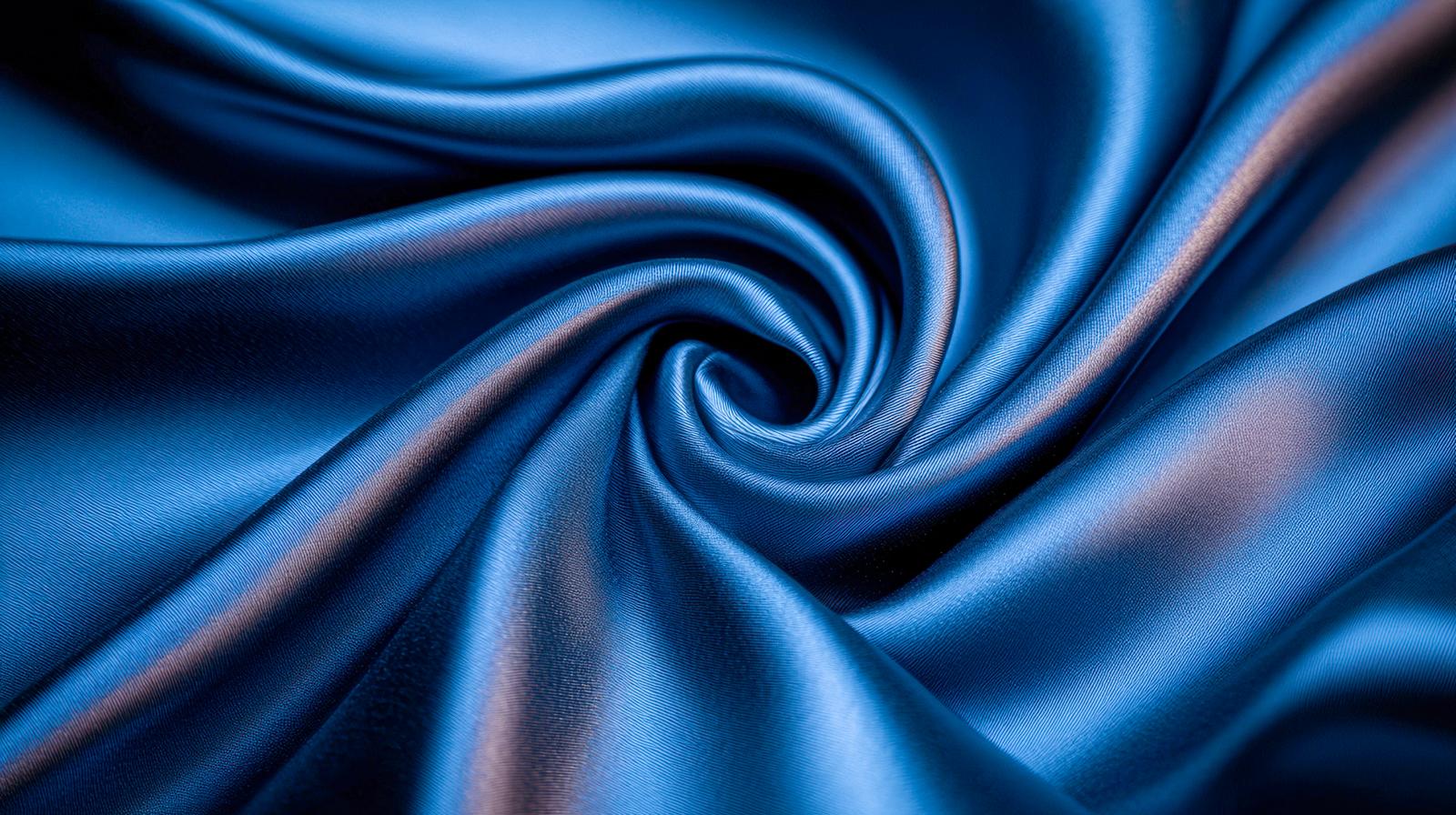 光沢が生むサテン生地の青い流動感とドレープ