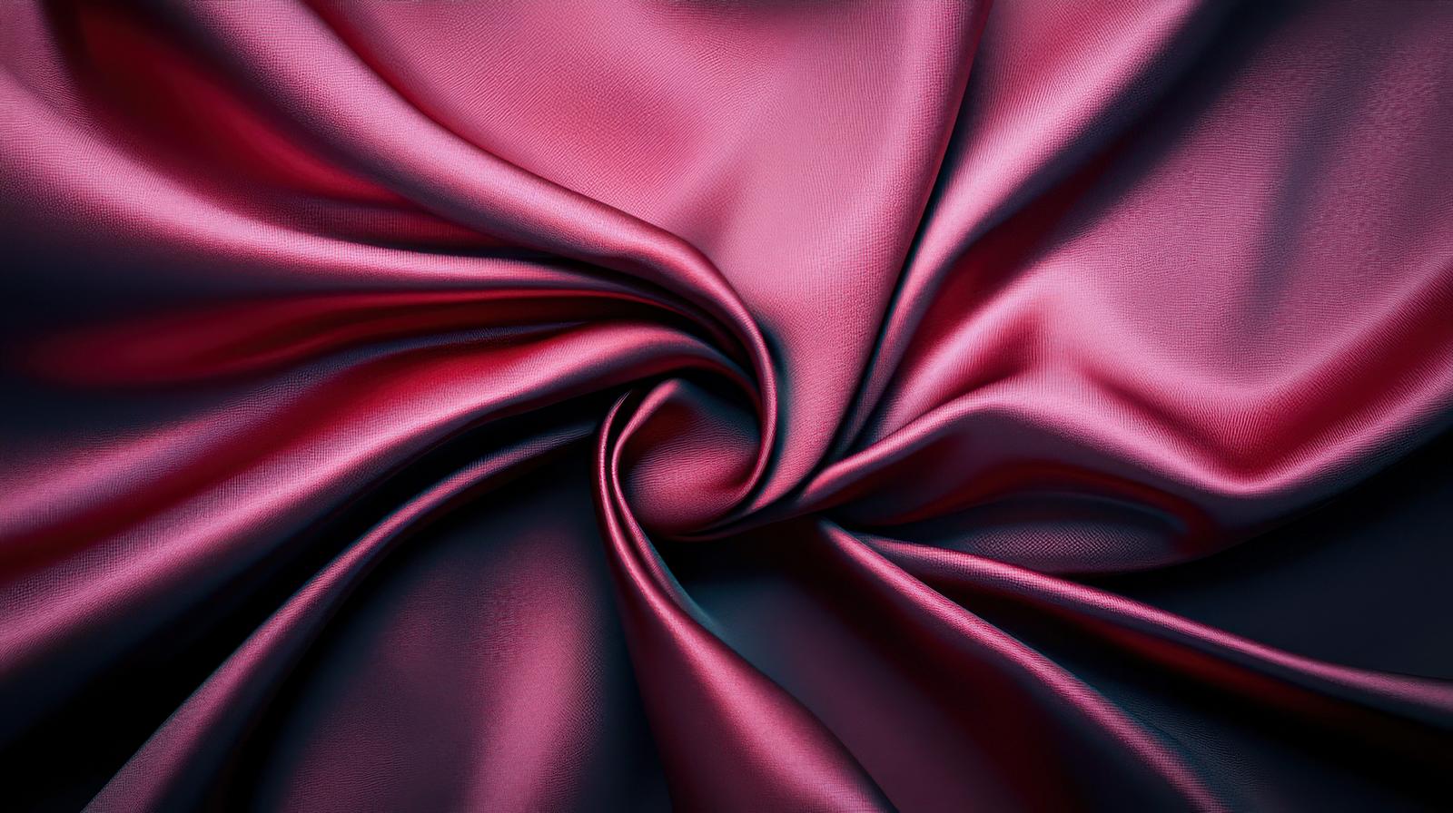 ワインレッドのサテン生地が渦巻く