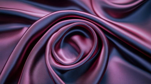 滑らかな手触りの紫色サテン生地のドレープ