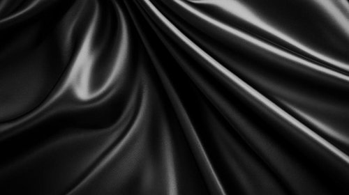 黒い光沢のサテン生地のドレープテクスチャー