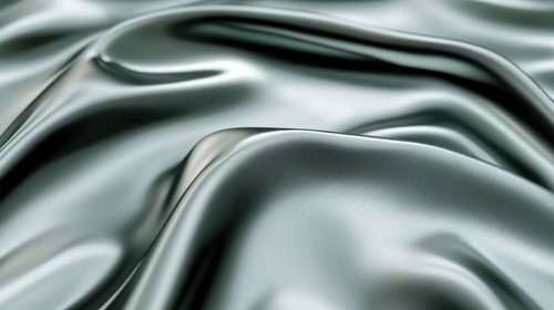 メタリックな光沢を放つ滑らかなサテン布地のドレープ