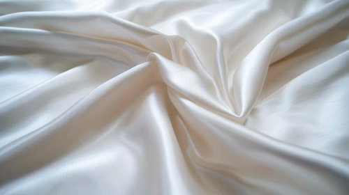 光沢感が映える白いサテン生地のドレープとシルク