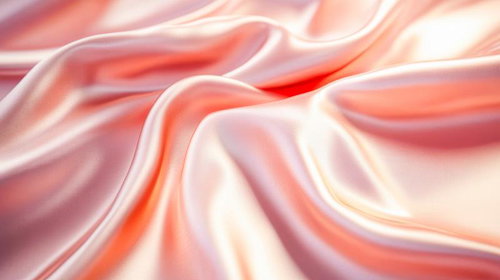 ピンクとオレンジのグラデーションが流れる布地のしわ