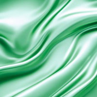 光沢が滑らかなエメラルドグリーンのサテン生地のドレープの写真
