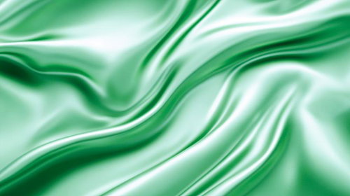光沢が滑らかなエメラルドグリーンのサテン生地のドレープ