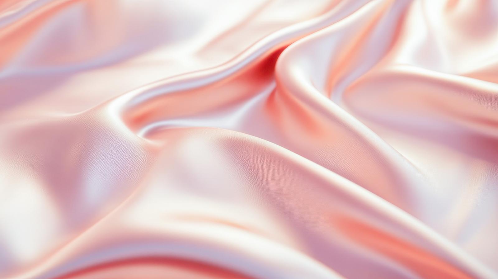 春色のピンク・白・薄紫が混在するサテン生地のドレープとしわ