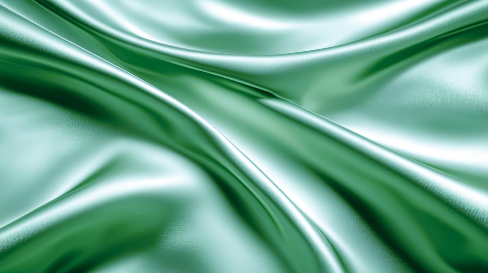 波打つミントグリーンのサテン生地の光沢テクスチャー