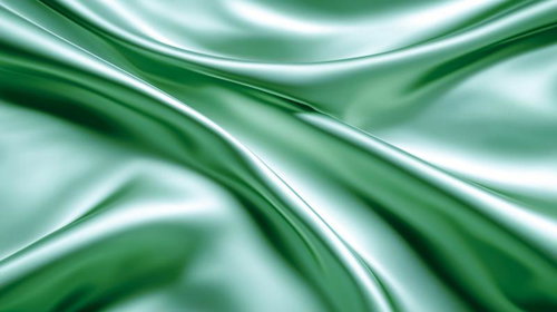 柔らかく波打つミントグリーンのサテン生地の光沢