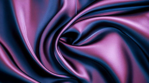 深みのあるパープルとネイビーが交差するサテン生地のドレープ